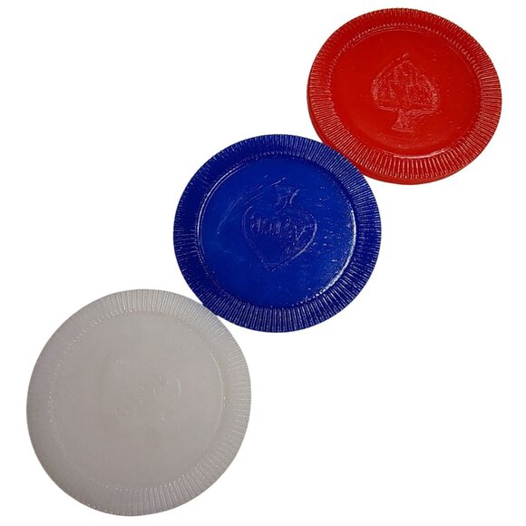 Vintage Astor Poker Chips Lot Red White Blue Plastic Original Boxes Retro Gaming - Picture 11 of 11